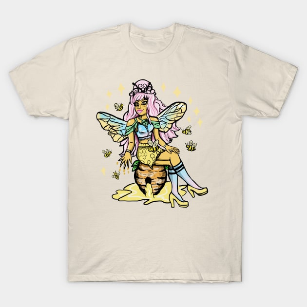 Queen Bee Honey Comb Kawaii Pastel Goth T-Shirt by LunaElizabeth